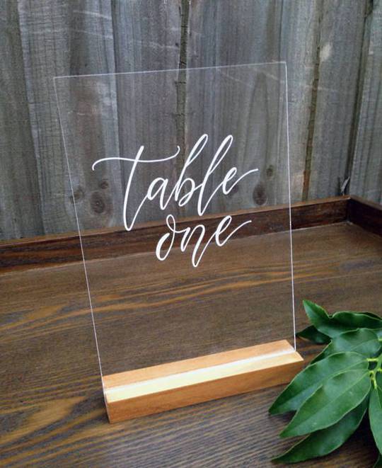 Perspex Table Numbers + Wooden base